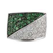 Кольцо с бриллиантами и цаворитами Кольцо с бриллиантами и цаворитами